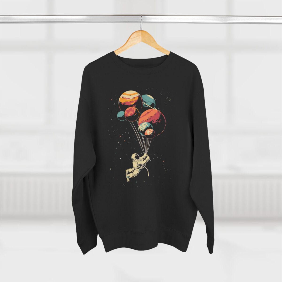 Astronaut and balloon at a Time Unisex Crewneck Sweatshirt - Image 8