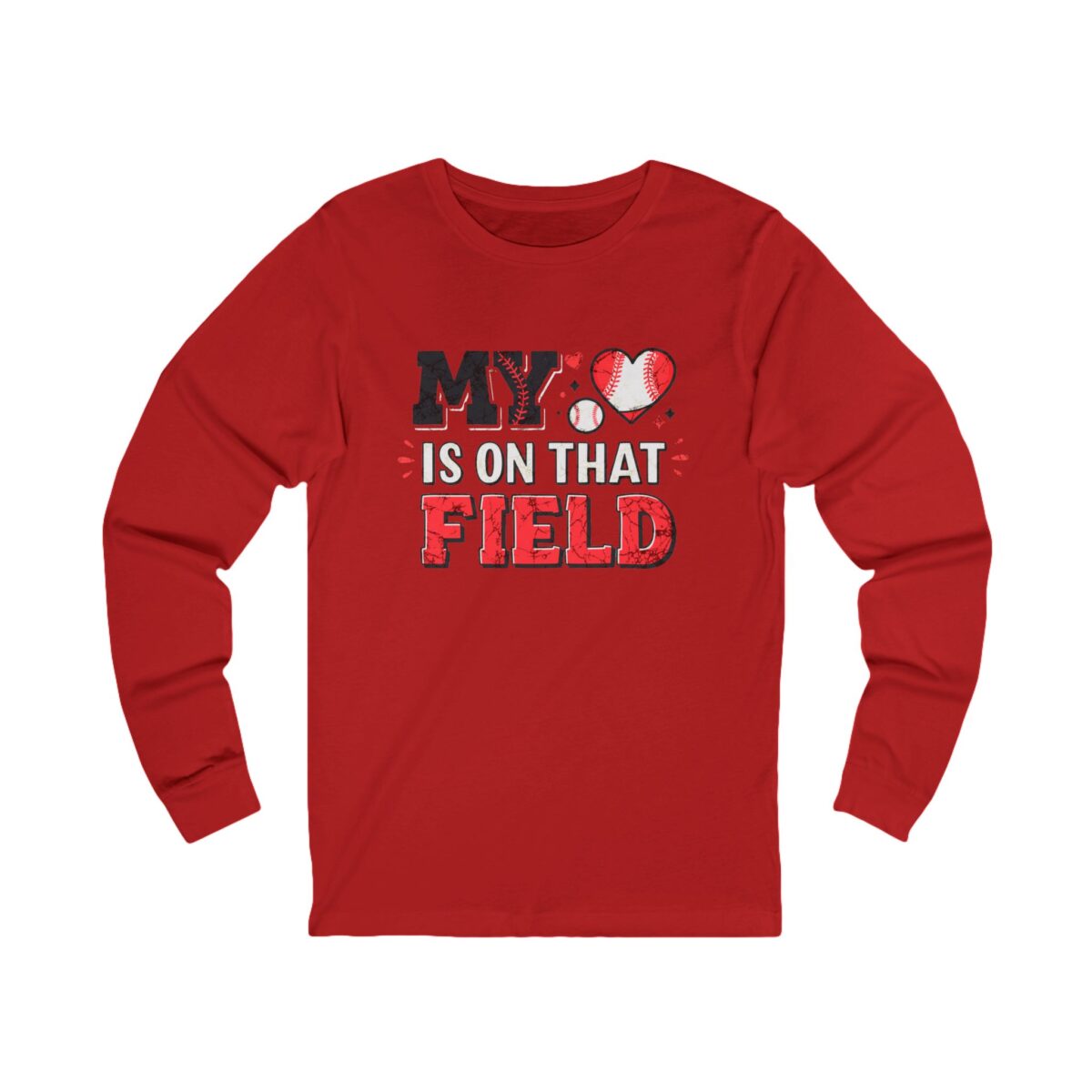 Sporty Unisex Long Sleeve Tee - 'My Heart is on That Field' - Image 11