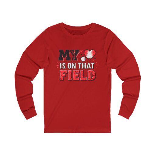 Sporty Unisex Long Sleeve Tee - 'My Heart is on That Field' - Image 11