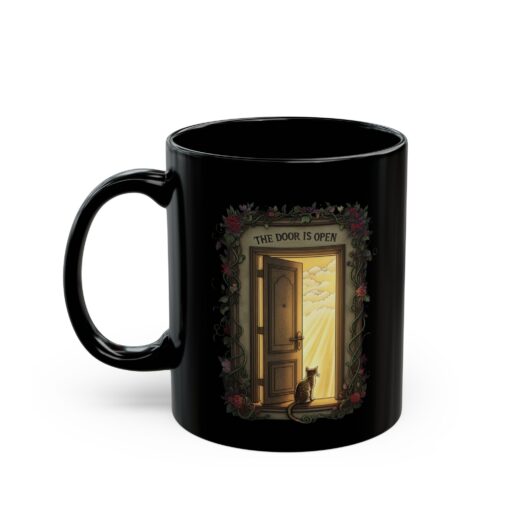 The door is open Black Mug (11oz, 15oz) - Image 3