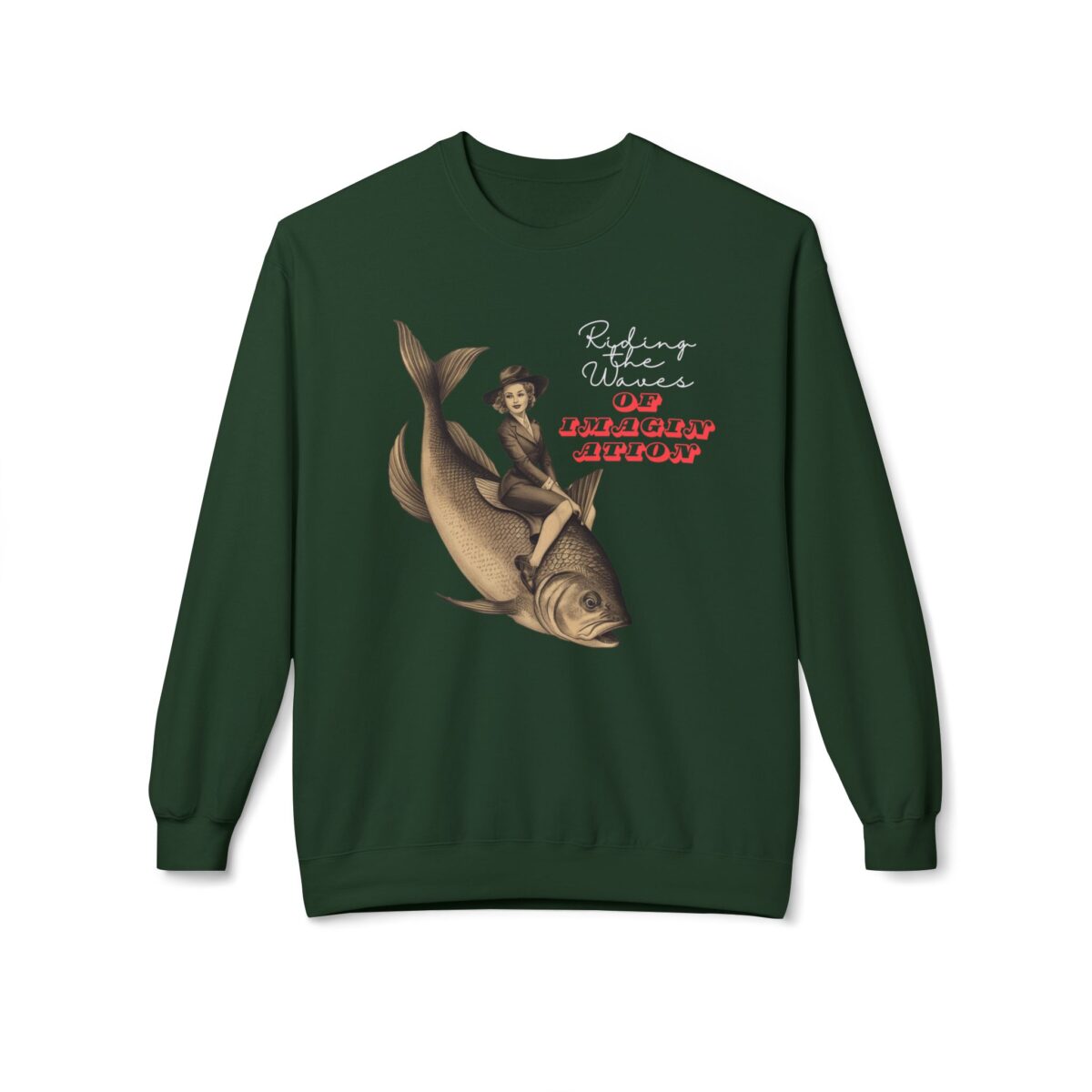 "Riding the Waves of Imagination" Unisex Midweight Softstyle Fleece Crewneck Sweatshirt - Image 9
