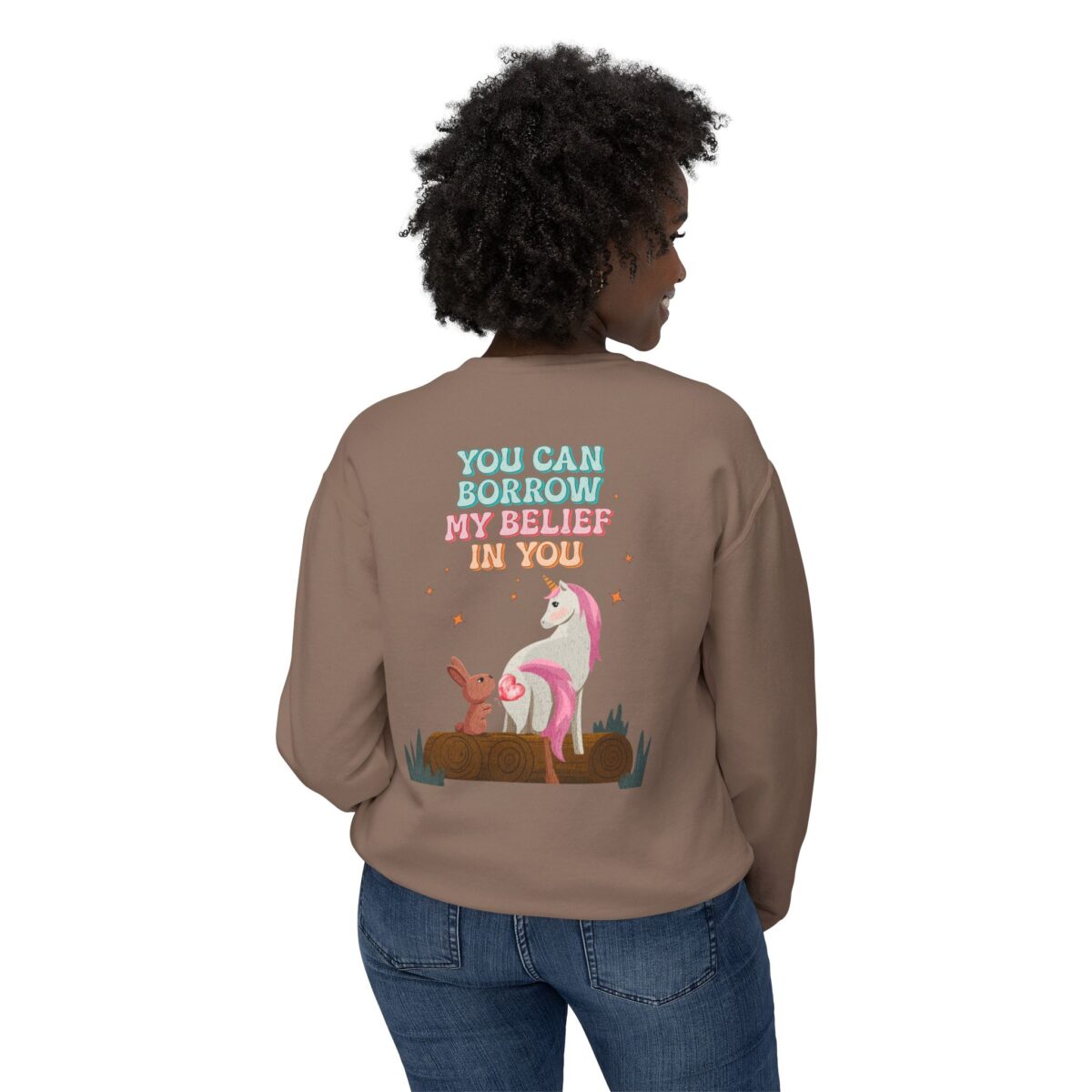 Yohave my belief in you Unisex Lightweight u can Crewneck Sweatshirt - Image 8