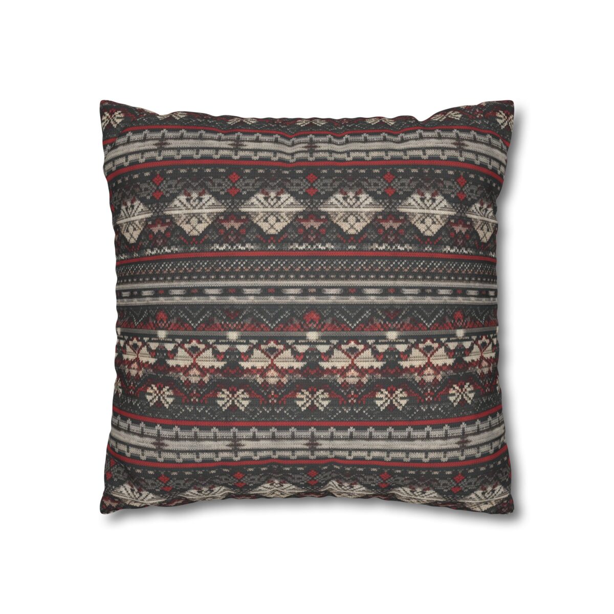 Nordic Knit Pattern Faux Suede Square Pillowcase - Image 7