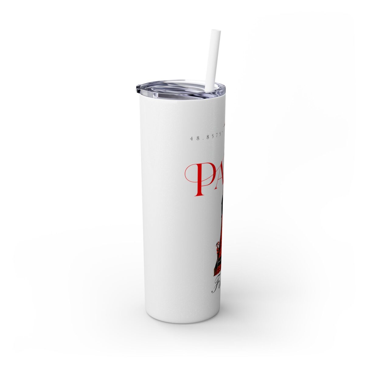 Paris Glitter Skinny Tumbler with Straw, 20oz - Image 2