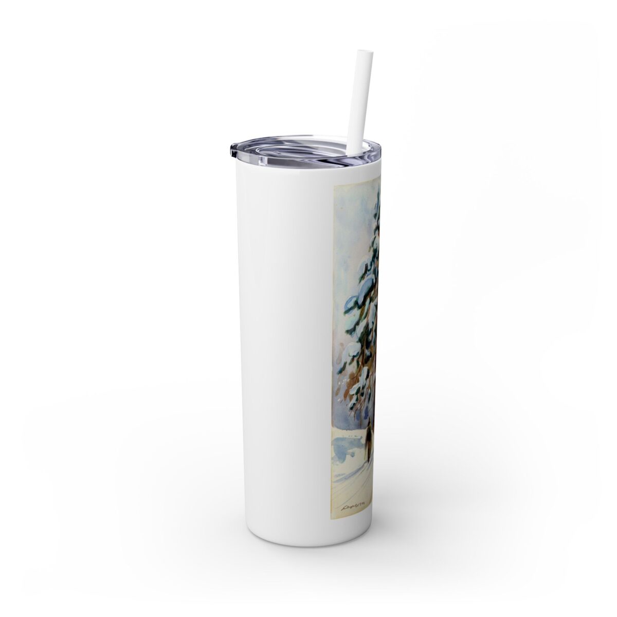A tall pine tree Skinny Tumbler with Straw, 20oz - Image 2