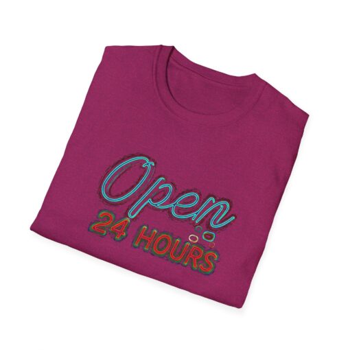 Open 24 Hours Unisex Softstyle T-Shirt - Casual Statement Tee - Image 8