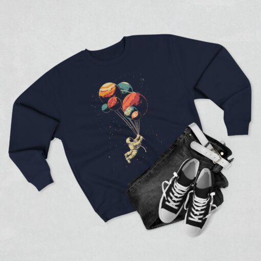 Astronaut and balloon at a Time Unisex Crewneck Sweatshirt - Image 15