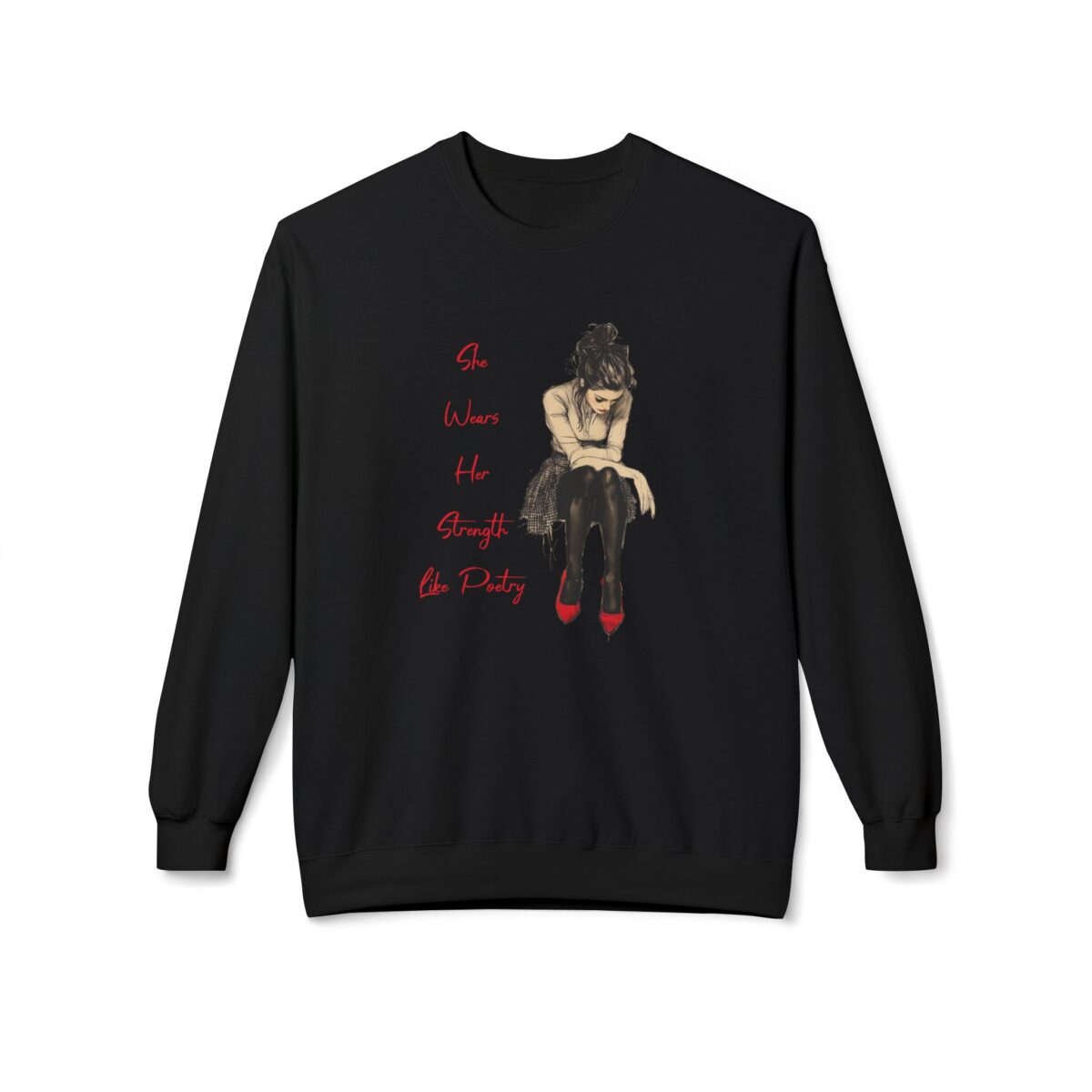 She Wears Her Strength Like Poetry Unisex Midweight Softstyle Fleece Crewneck Sweatshirt - Image 9
