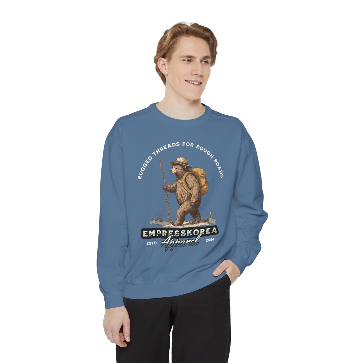 Rugged threads for ruff roads Unisex Garment-Dyed Sweatshirt - Image 35