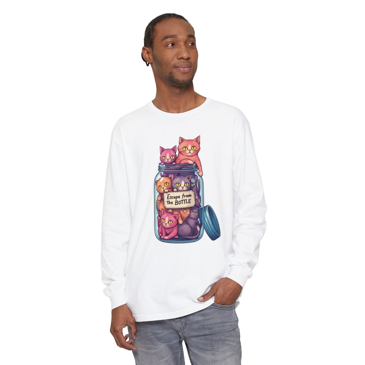 Escape from the bottle Unisex Garment-dyed Long Sleeve T-Shirt - Image 3