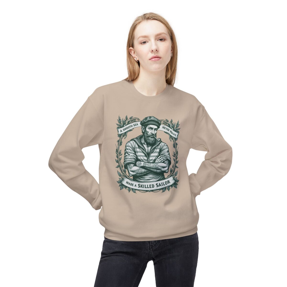 A SMOOTH SEA NEVER MADE A SKILLED SAILOR. Unisex Midweight Softstyle Fleece Crewneck Sweatshirt - Image 7