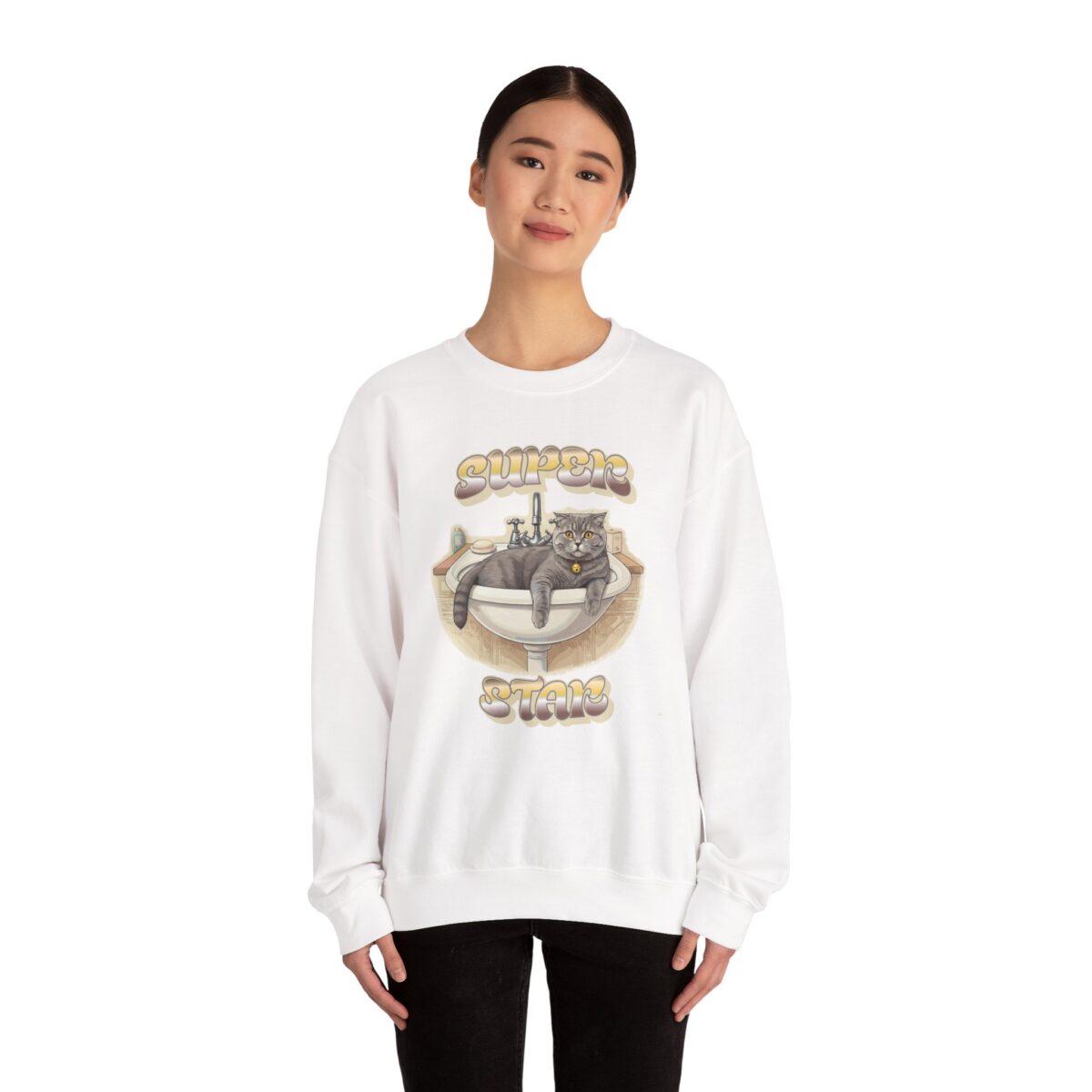 Star cat Unisex Heavy Blend™ Crewneck Sweatshirt - Image 4