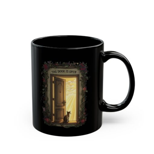 The door is open Black Mug (11oz, 15oz) - Image 2