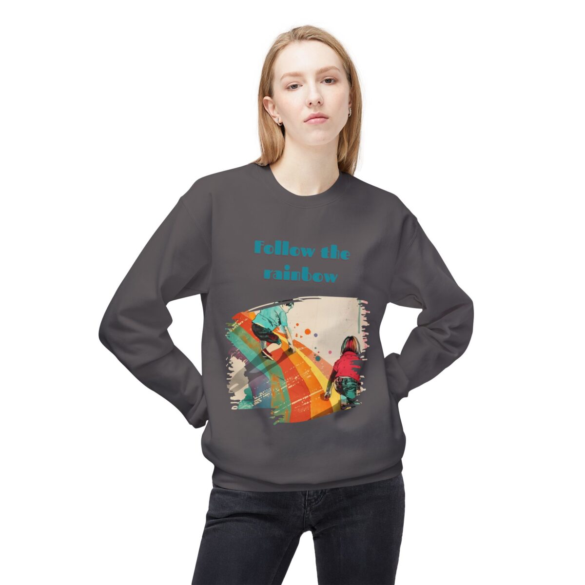Follow the rainbow Unisex Midweight Softstyle Fleece Crewneck Sweatshirt - Image 31