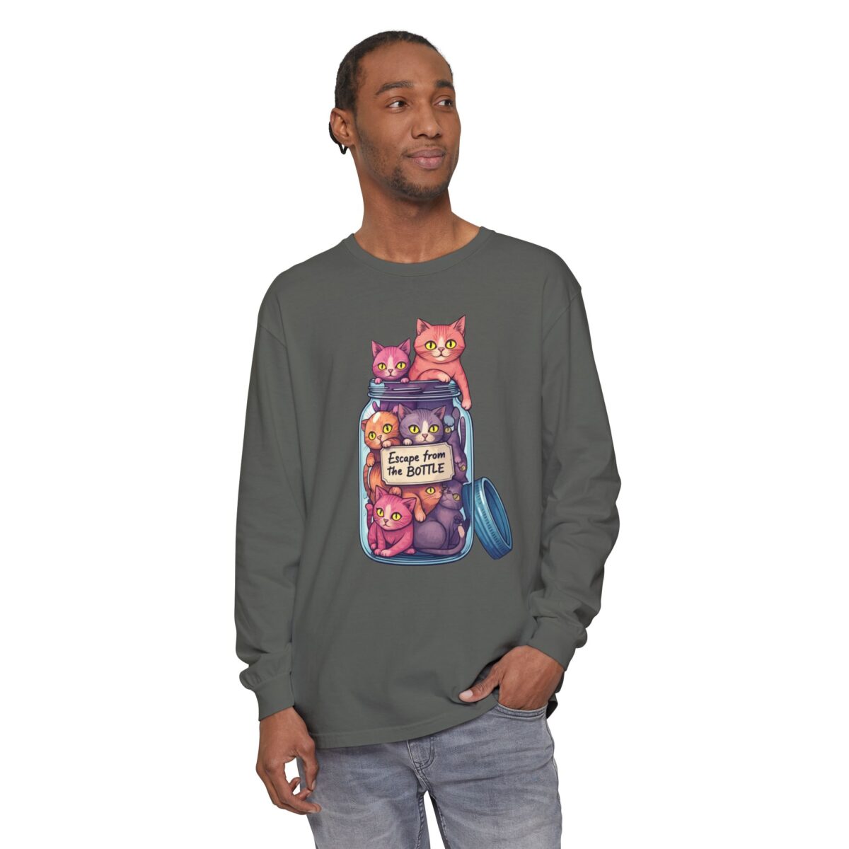 Escape from the bottle Unisex Garment-dyed Long Sleeve T-Shirt - Image 35