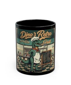 Dino’s Retro Grill Black Mug (11oz, 15oz)