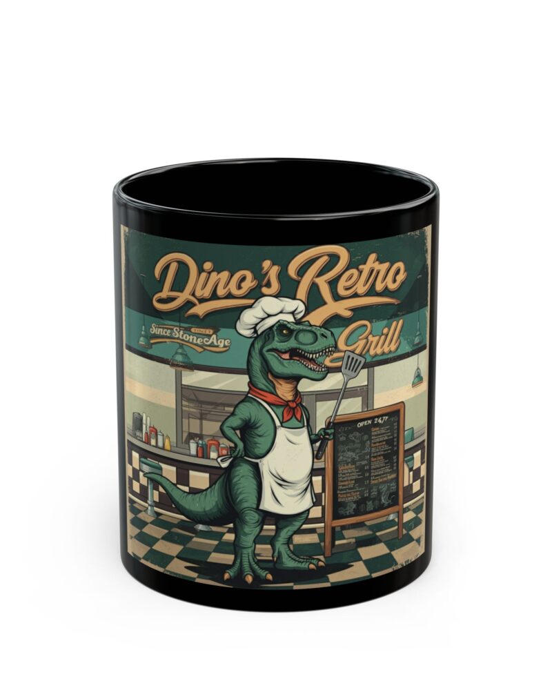 Dino’s Retro Grill Black Mug (11oz, 15oz)