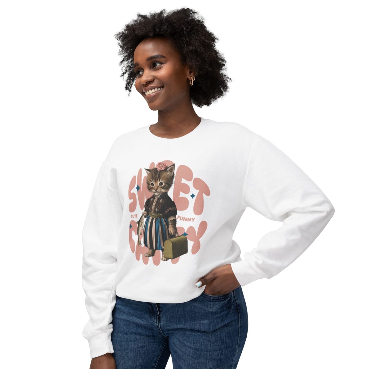 Sweet Catty Unisex Lightweight Crewneck Sweatshirt - Image 3