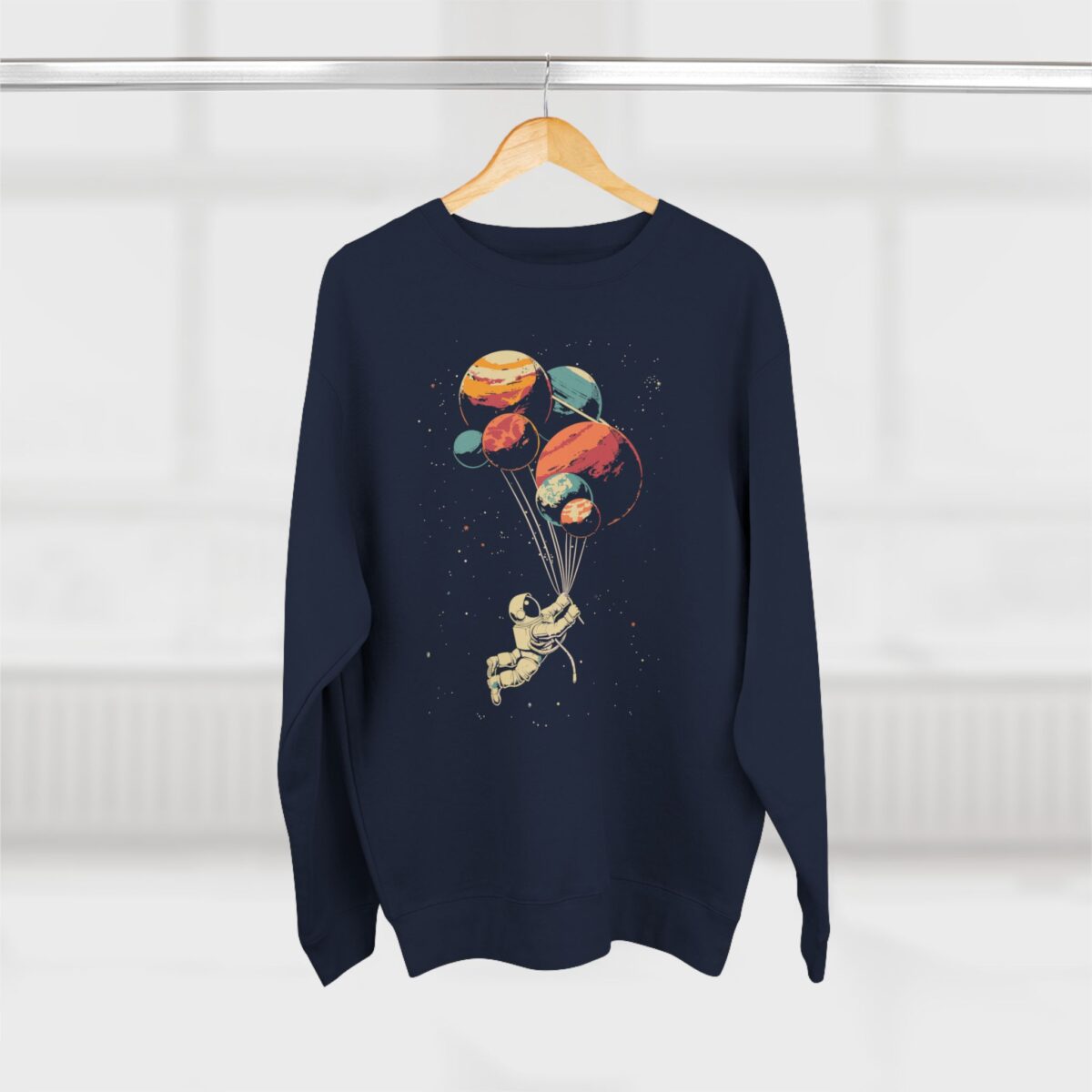 Astronaut and balloon at a Time Unisex Crewneck Sweatshirt - Image 16