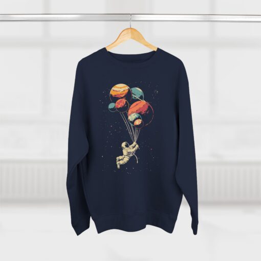 Astronaut and balloon at a Time Unisex Crewneck Sweatshirt - Image 16