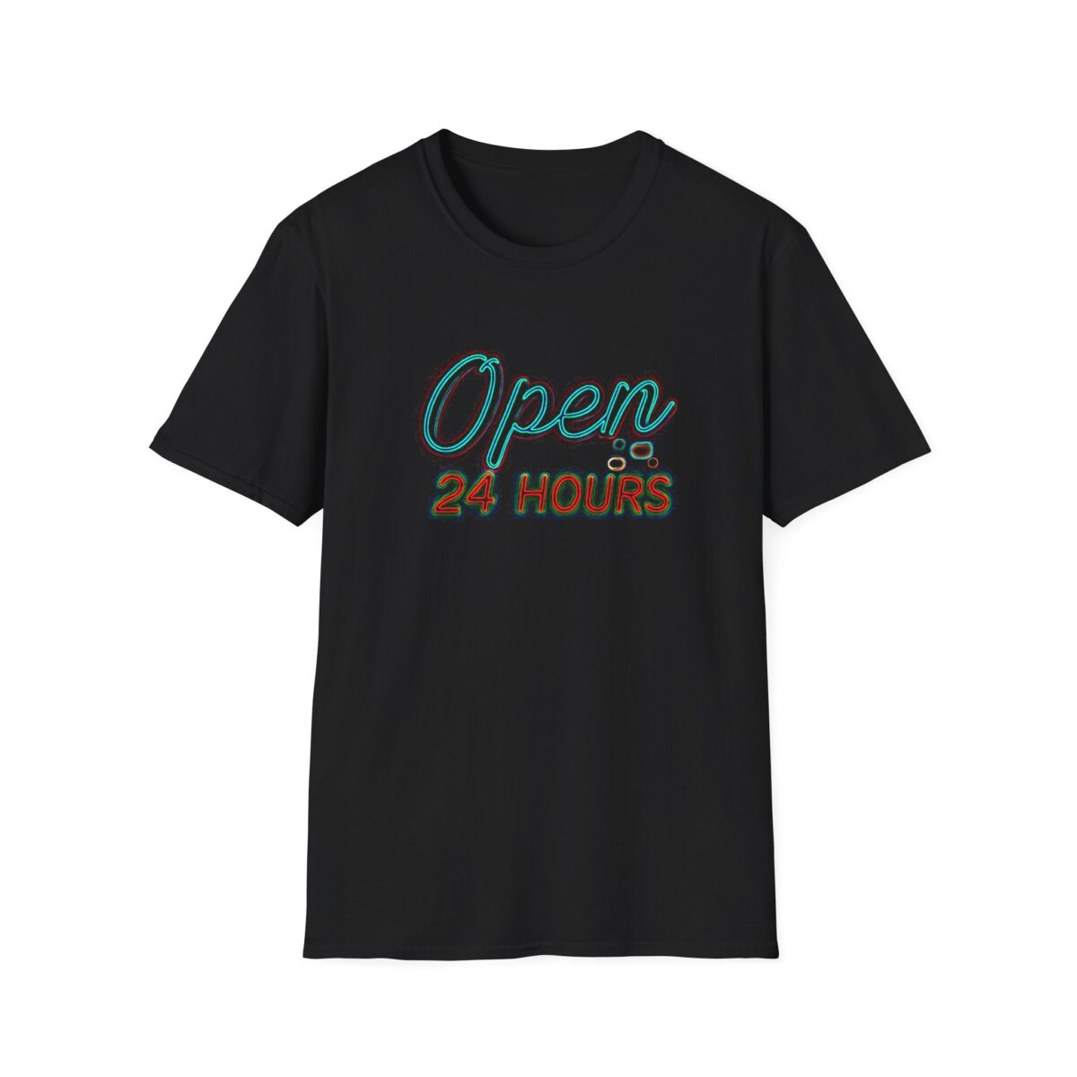 Open 24 Hours Unisex Softstyle T-Shirt - Casual Statement Tee