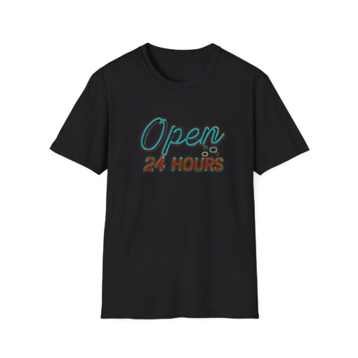 Open 24 Hours Unisex Softstyle T-Shirt - Casual Statement Tee