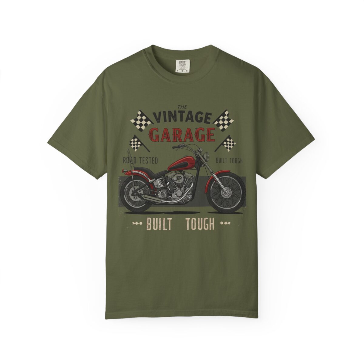 Vintage Garage Motorcycle T-Shirt - Road Tested & Built Tough for Bikers - Image 9