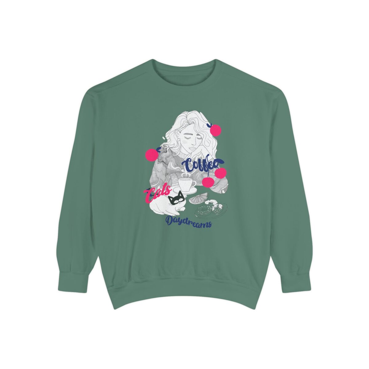 Coffee Cats Daydreams Unisex Garment-Dyed Sweatshirt - Image 21