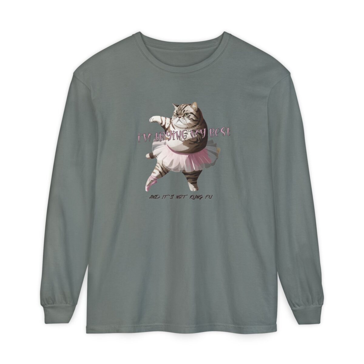 It's not kung fu Unisex Garment-dyed Long Sleeve T-Shirt - Image 9