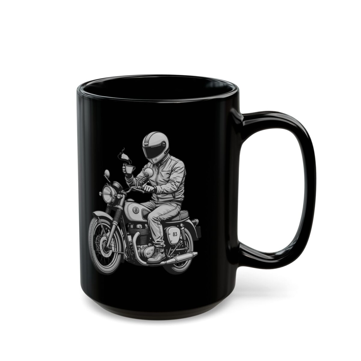 Motorcycle Rider with Coffee Black Mug (11oz, 15oz) - Image 6