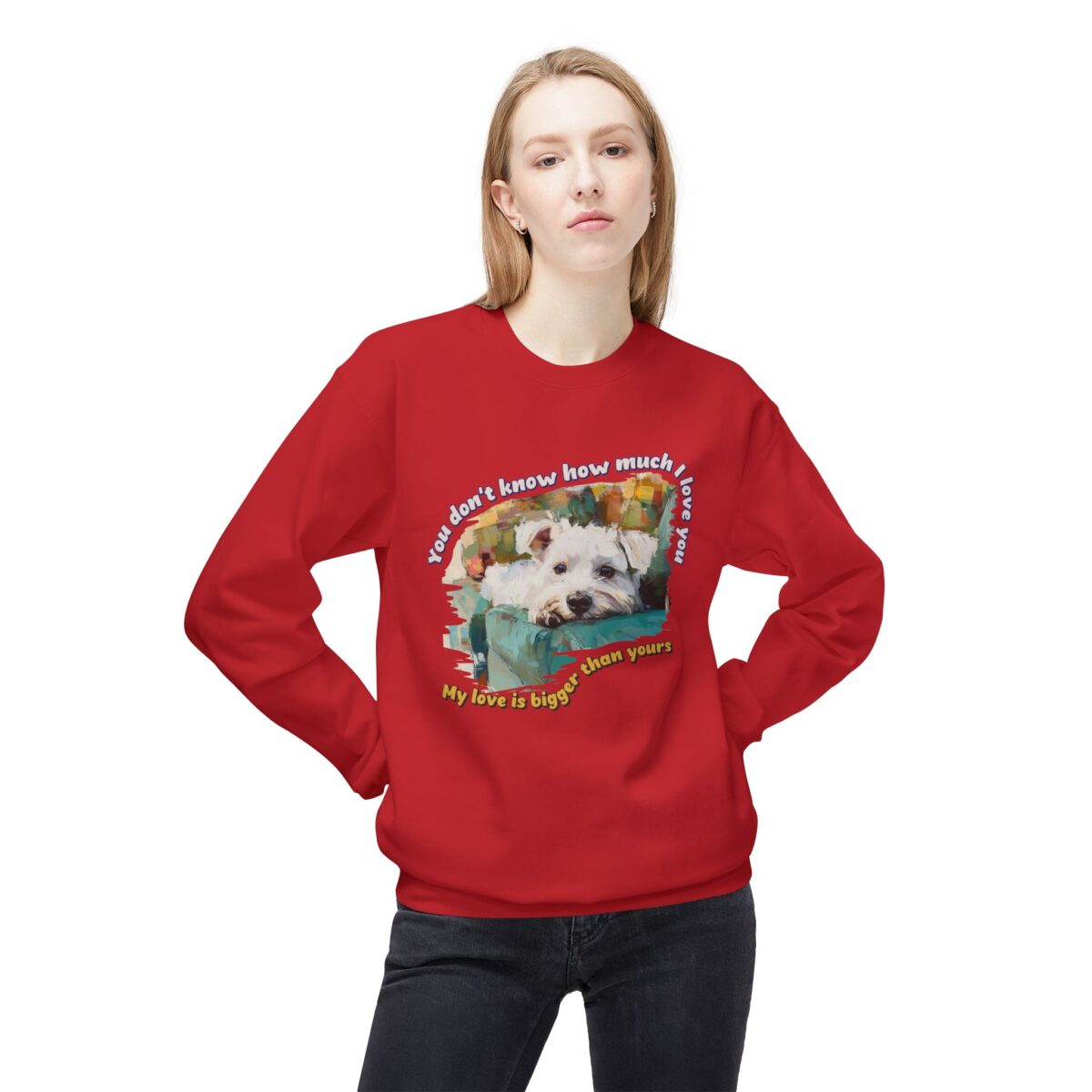 My love is bigger than yours Unisex Midweight Softstyle Fleece Crewneck Sweatshirt - Image 3