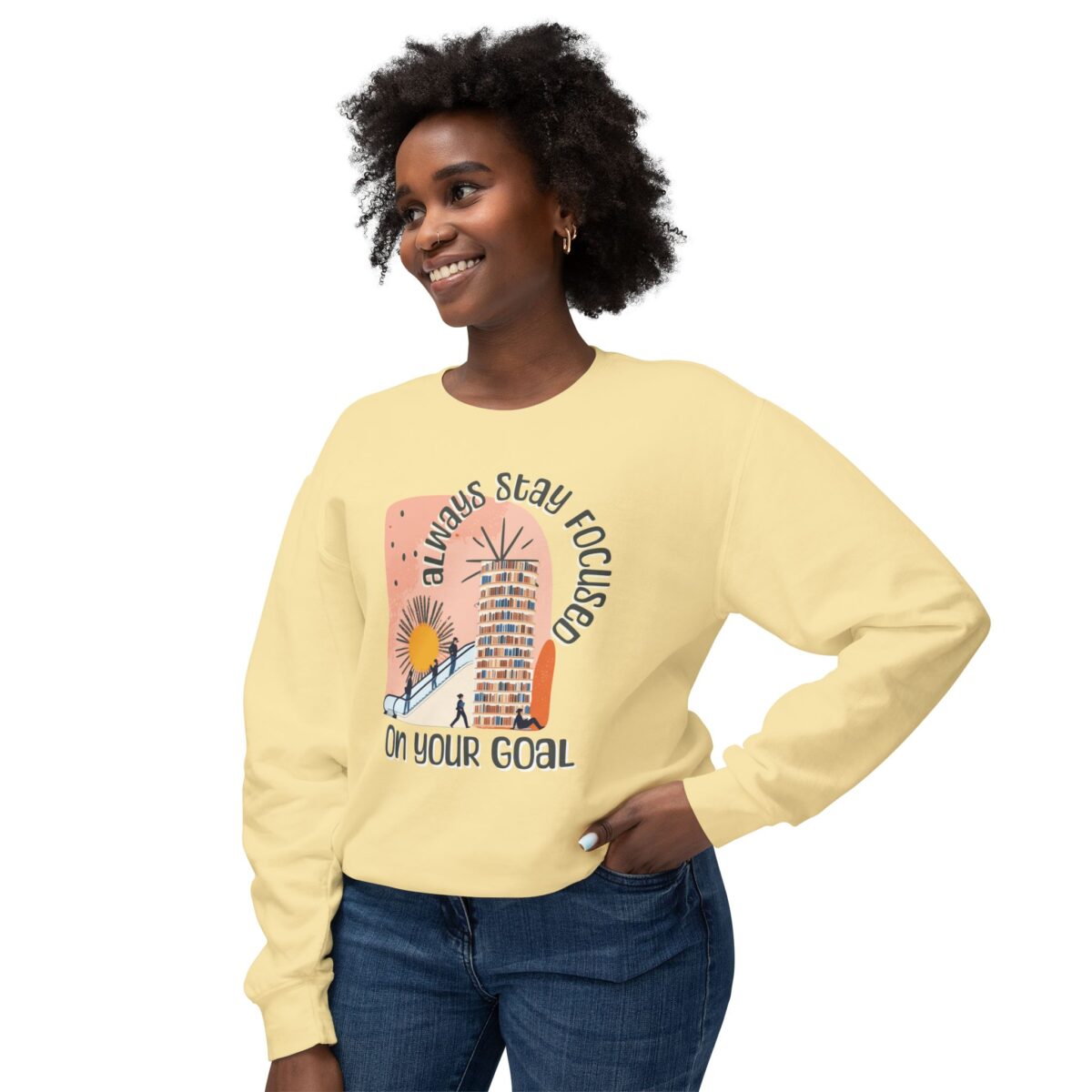 Always focused on your goal Unisex Lightweight Crewneck Sweatshirt - Image 3