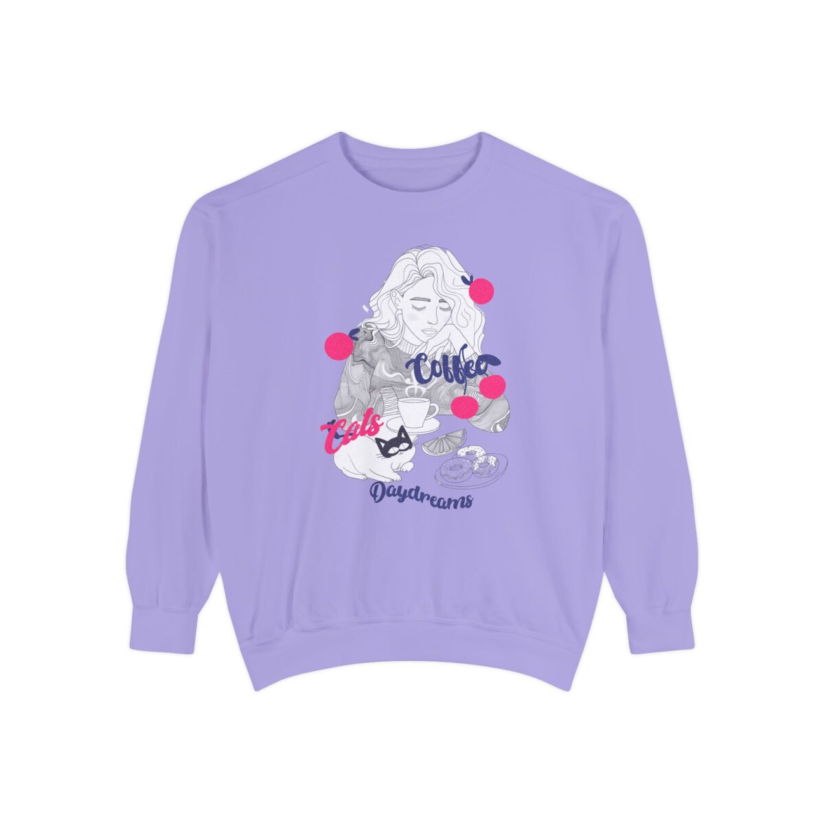 Coffee Cats Daydreams Unisex Garment-Dyed Sweatshirt - Image 33