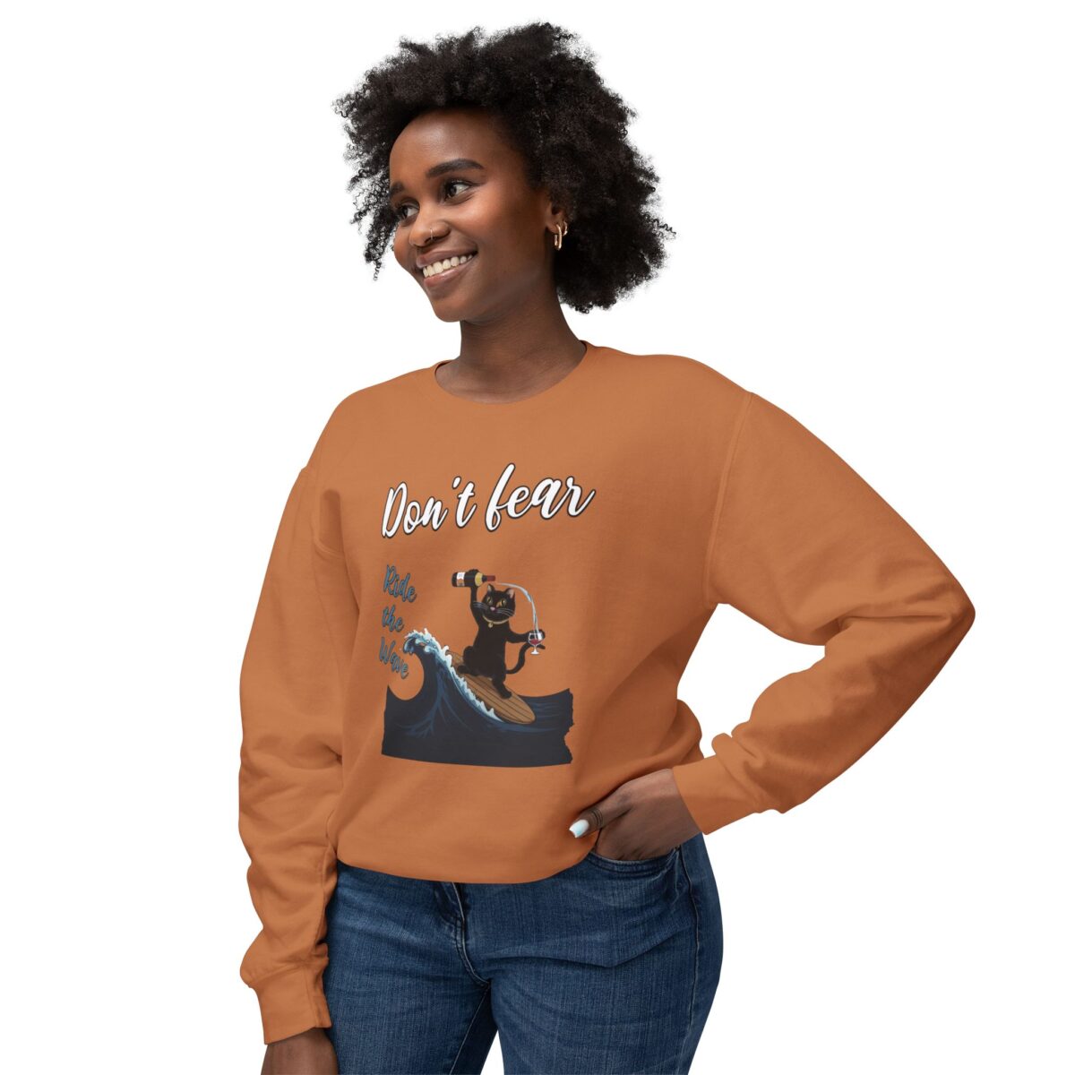 Ride with wave Unisex Lightweight Crewneck Sweatshirt - Image 7