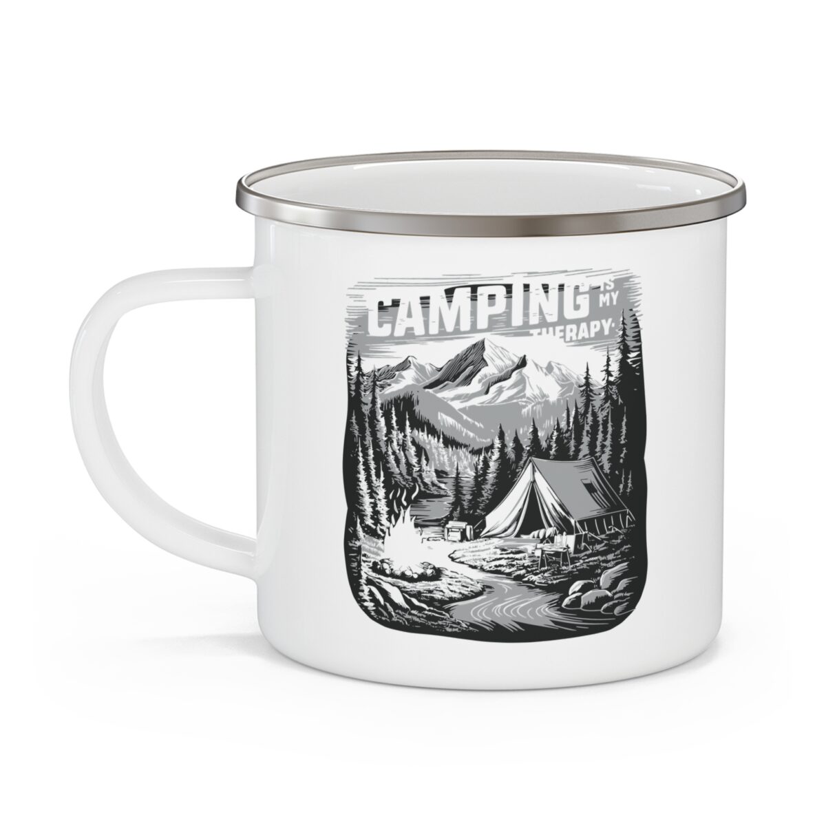 Camping is my therapy Enamel Camping Mug - Image 3