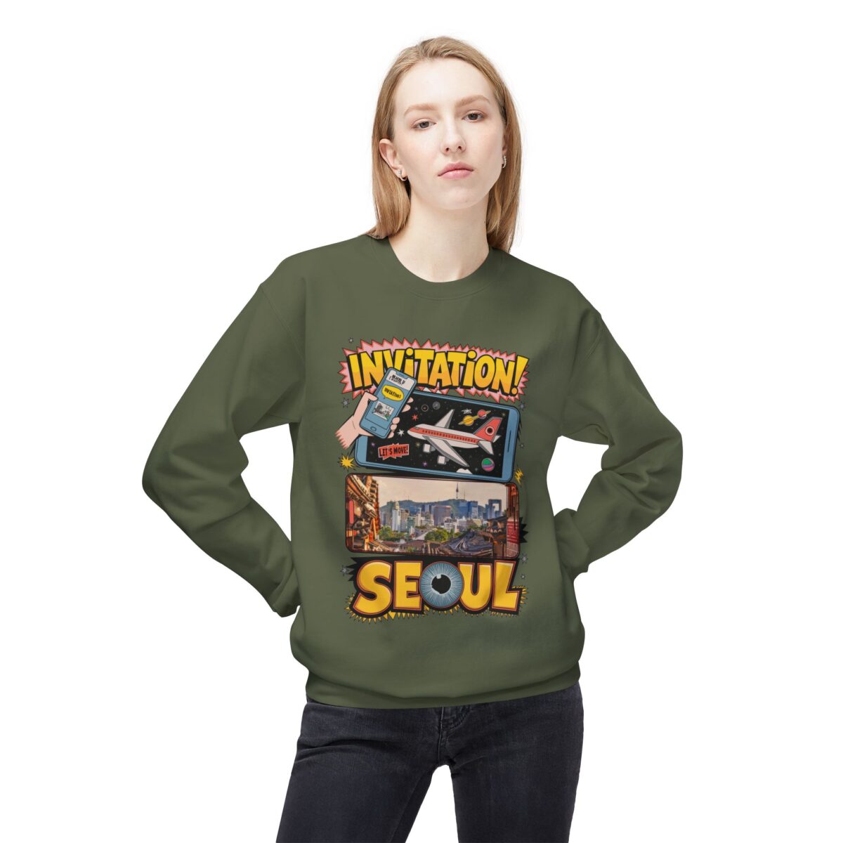 Invitation Seoul Unisex Midweight Softstyle Fleece Crewneck Sweatshirt - Image 3