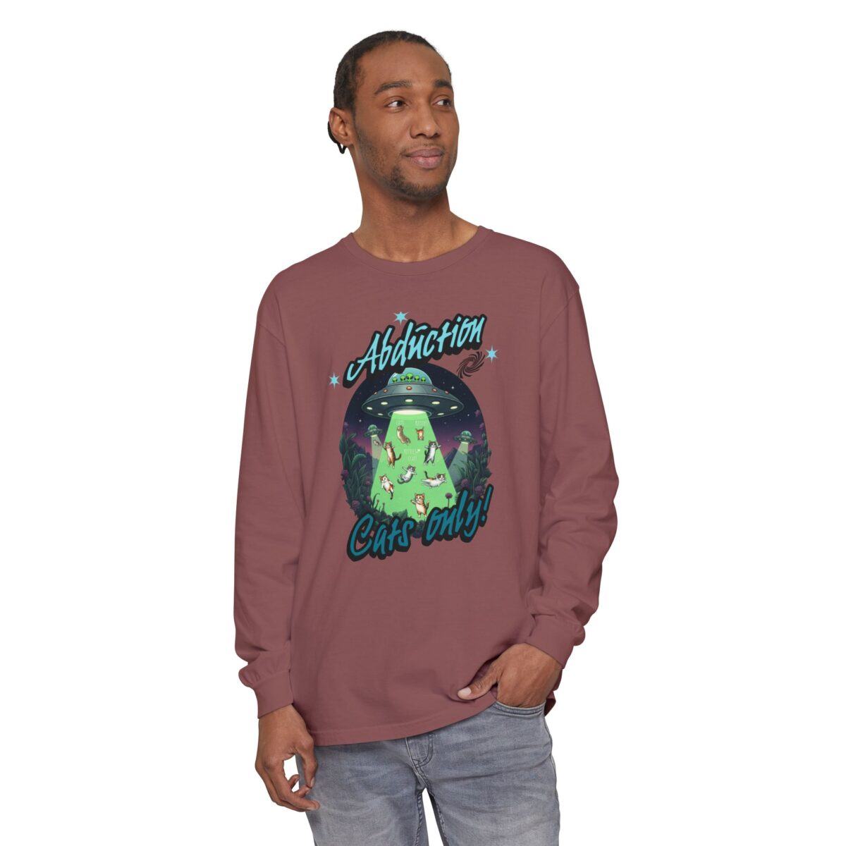 Abduction cats only! Unisex Garment-dyed Long Sleeve T-Shirt - Image 15