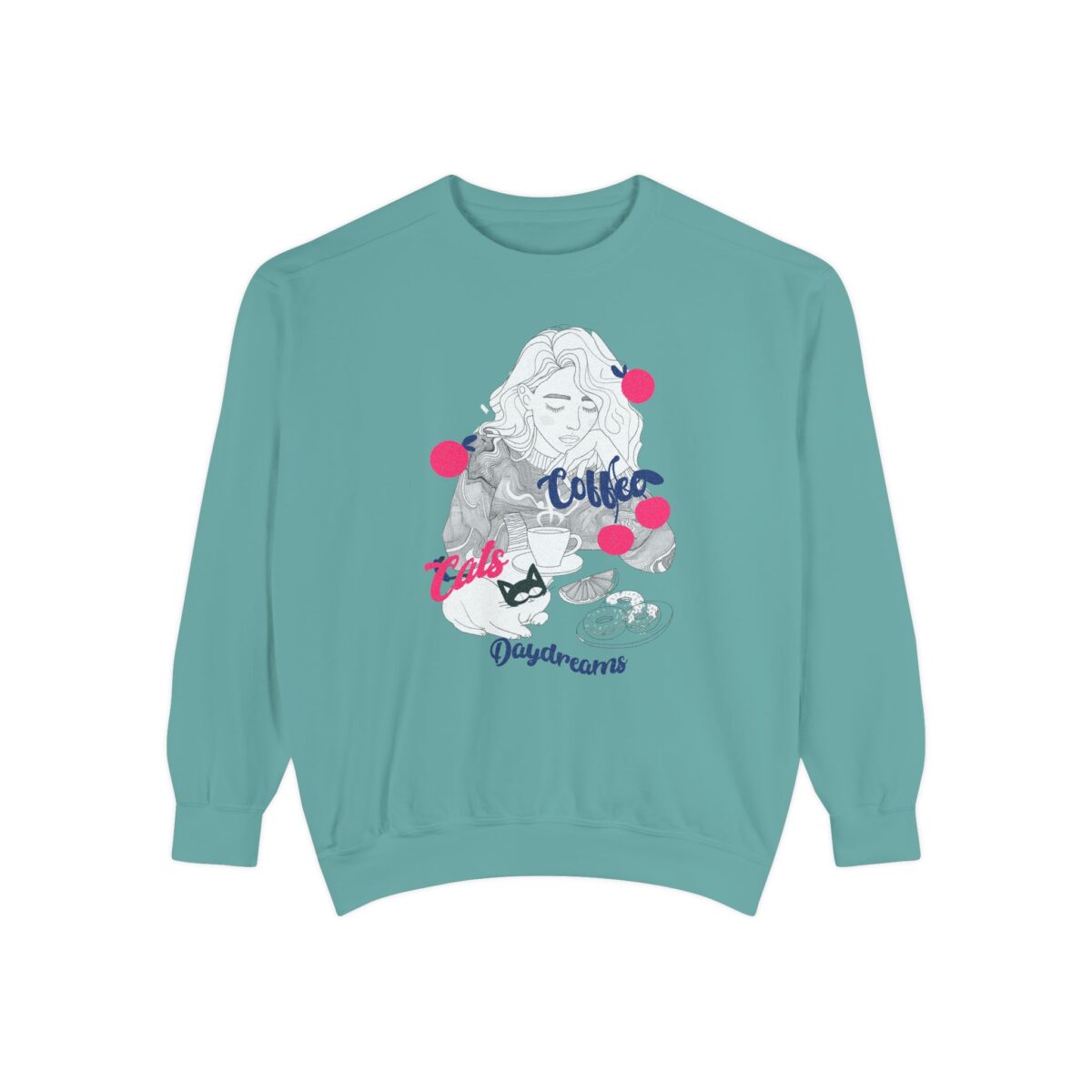 Coffee Cats Daydreams Unisex Garment-Dyed Sweatshirt