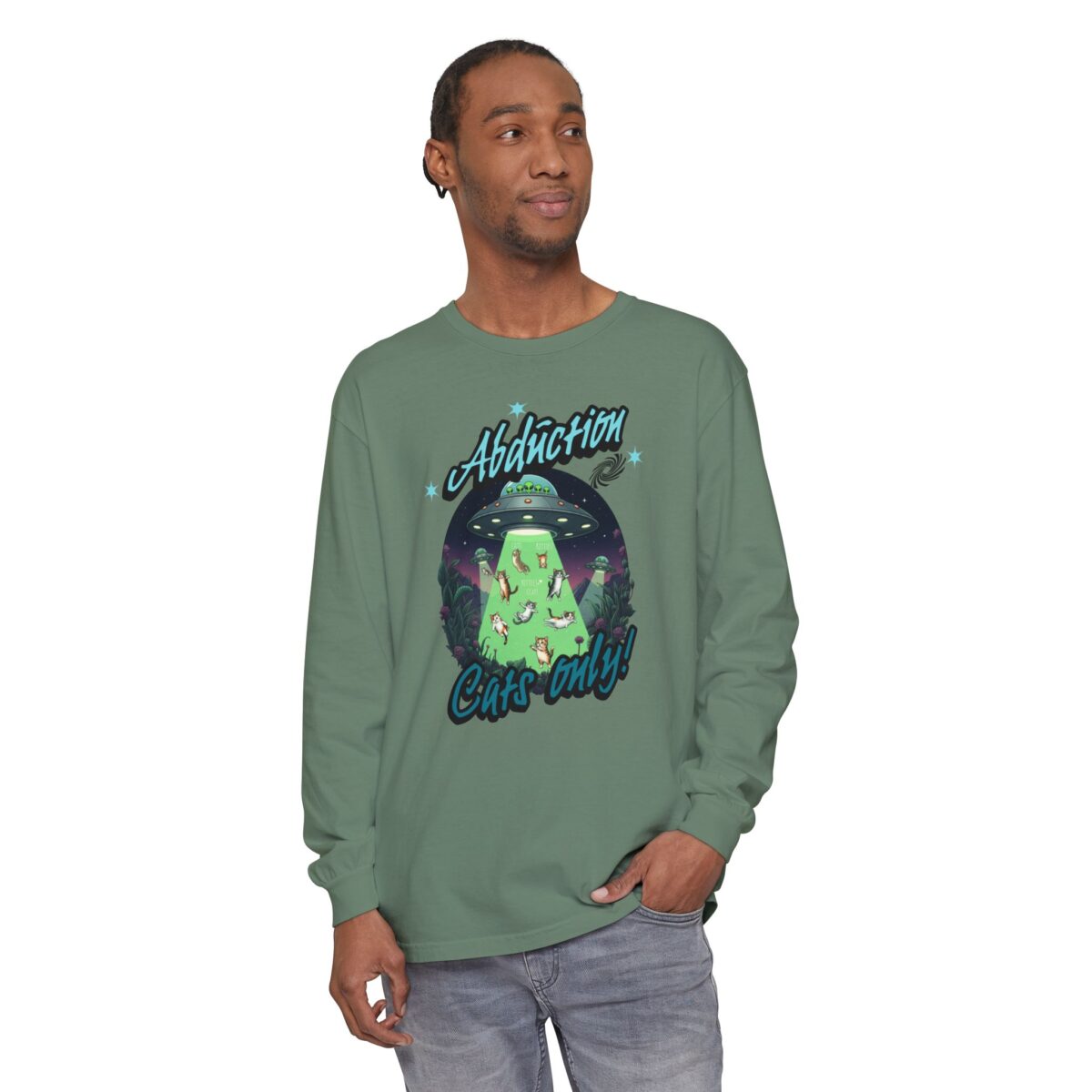 Abduction cats only! Unisex Garment-dyed Long Sleeve T-Shirt - Image 47