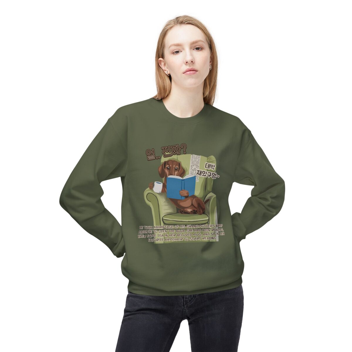 Seriously happy moment Unisex Midweight Softstyle Fleece Crewneck Sweatshirt - Image 3