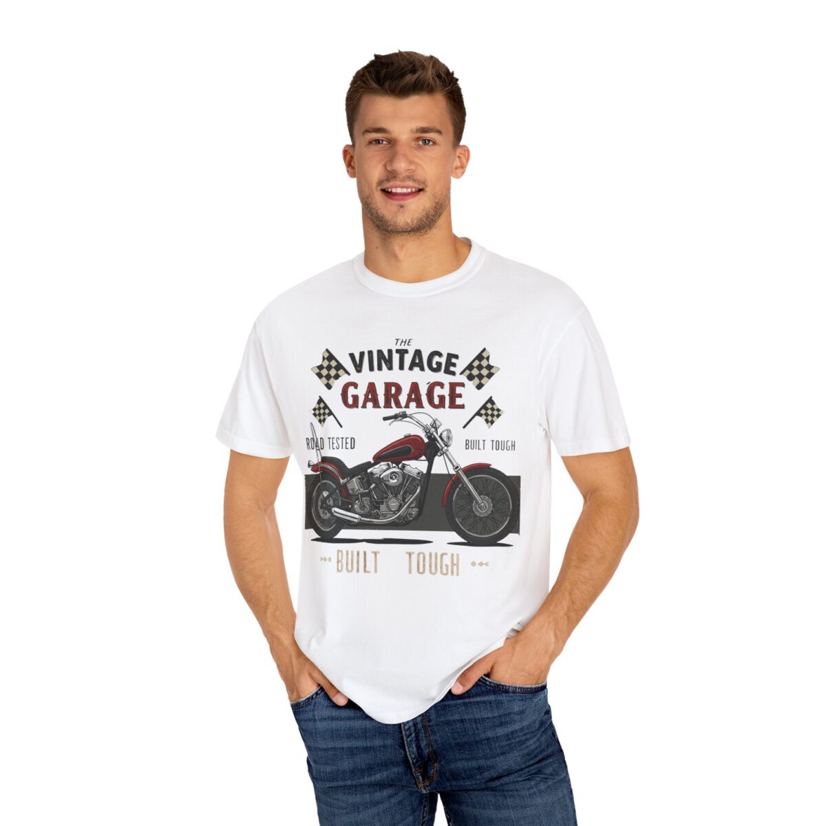 Vintage Garage Motorcycle T-Shirt - Road Tested & Built Tough for Bikers - Image 8