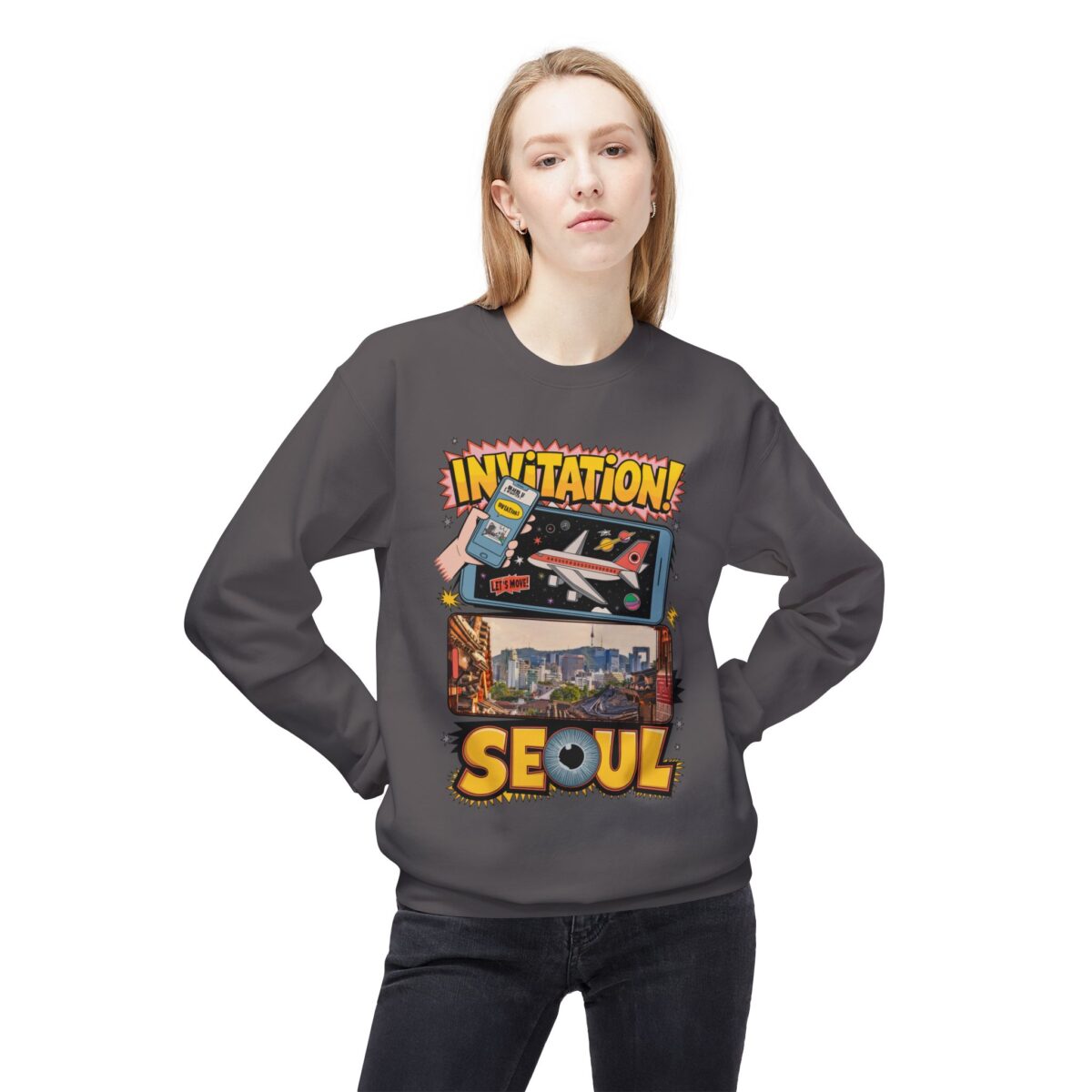 Invitation Seoul Unisex Midweight Softstyle Fleece Crewneck Sweatshirt - Image 35