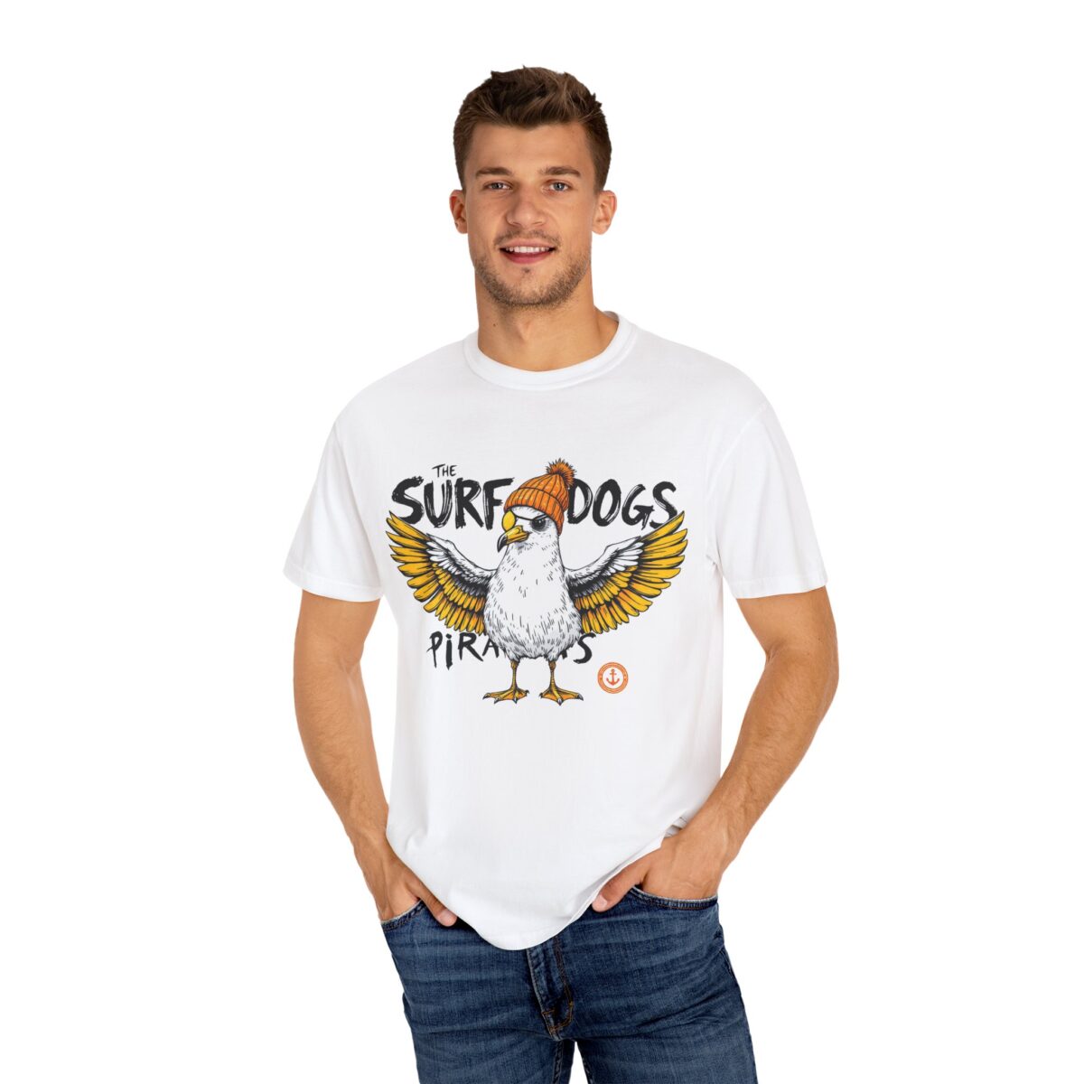 Surf Dogs Graphic T-Shirt for Animal Lovers - Unisex Garment-Dyed Tee - Image 4