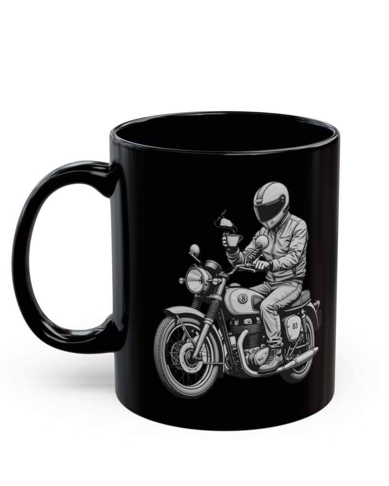 Motorcycle Rider with Coffee Black Mug (11oz, 15oz)