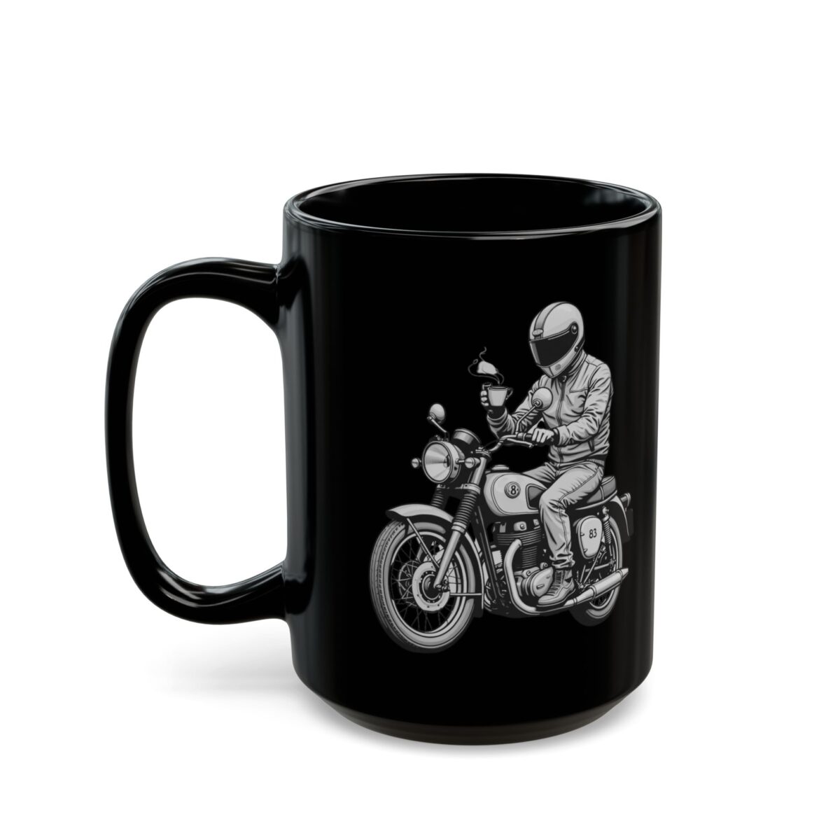 Motorcycle Rider with Coffee Black Mug (11oz, 15oz) - Image 7