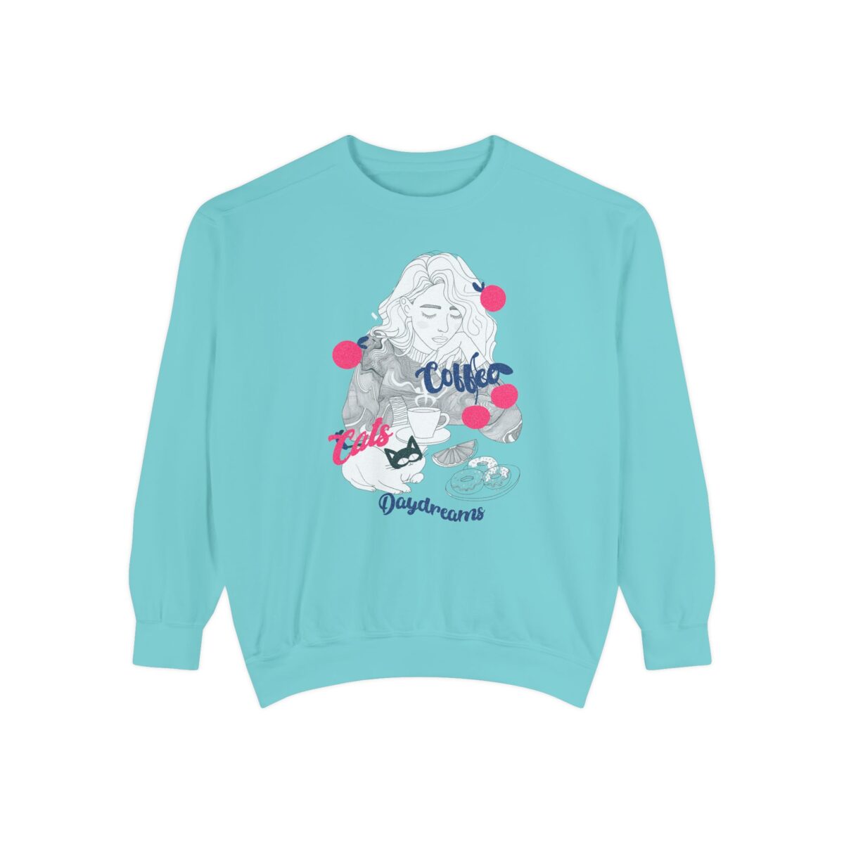 Coffee Cats Daydreams Unisex Garment-Dyed Sweatshirt - Image 17