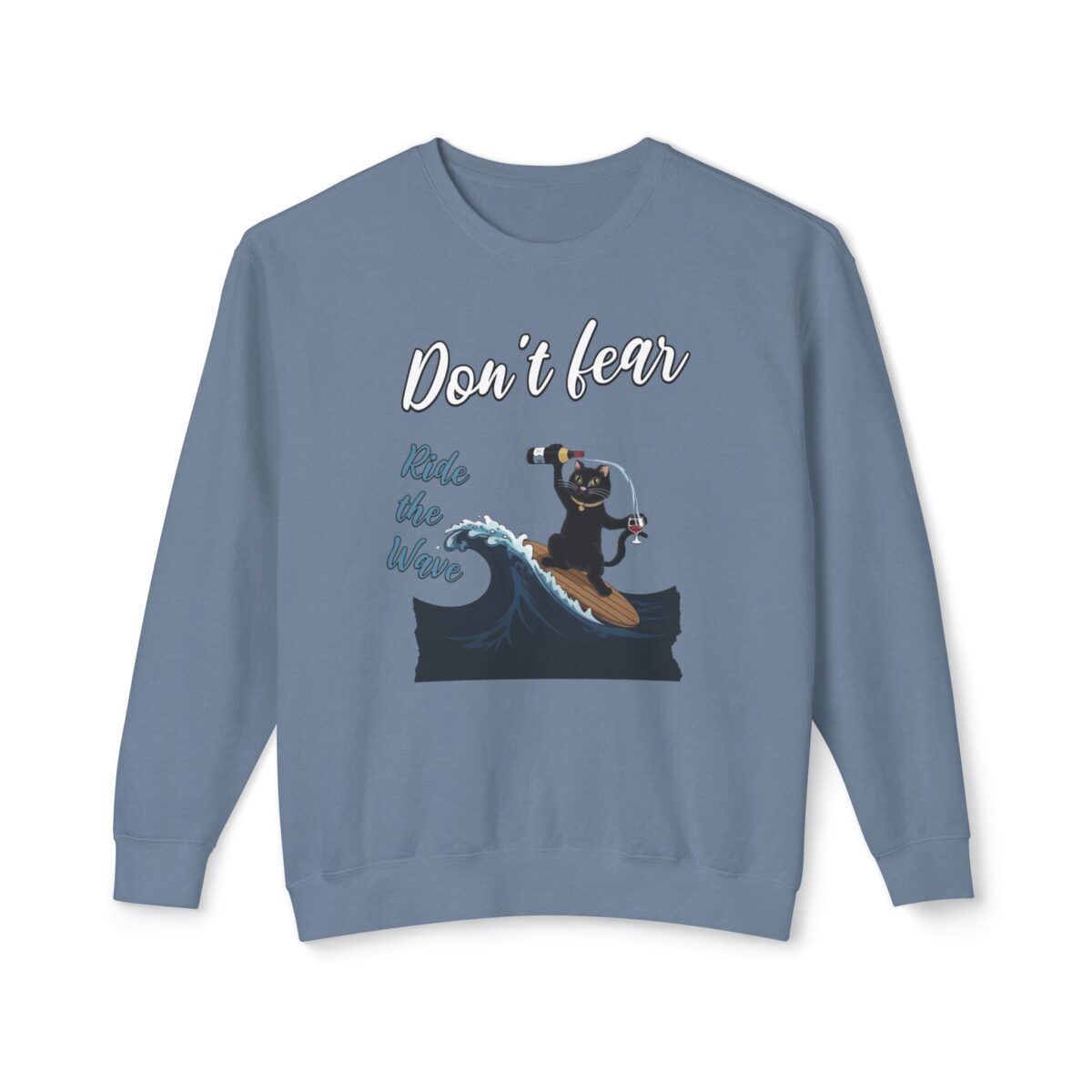 Ride with wave Unisex Lightweight Crewneck Sweatshirt