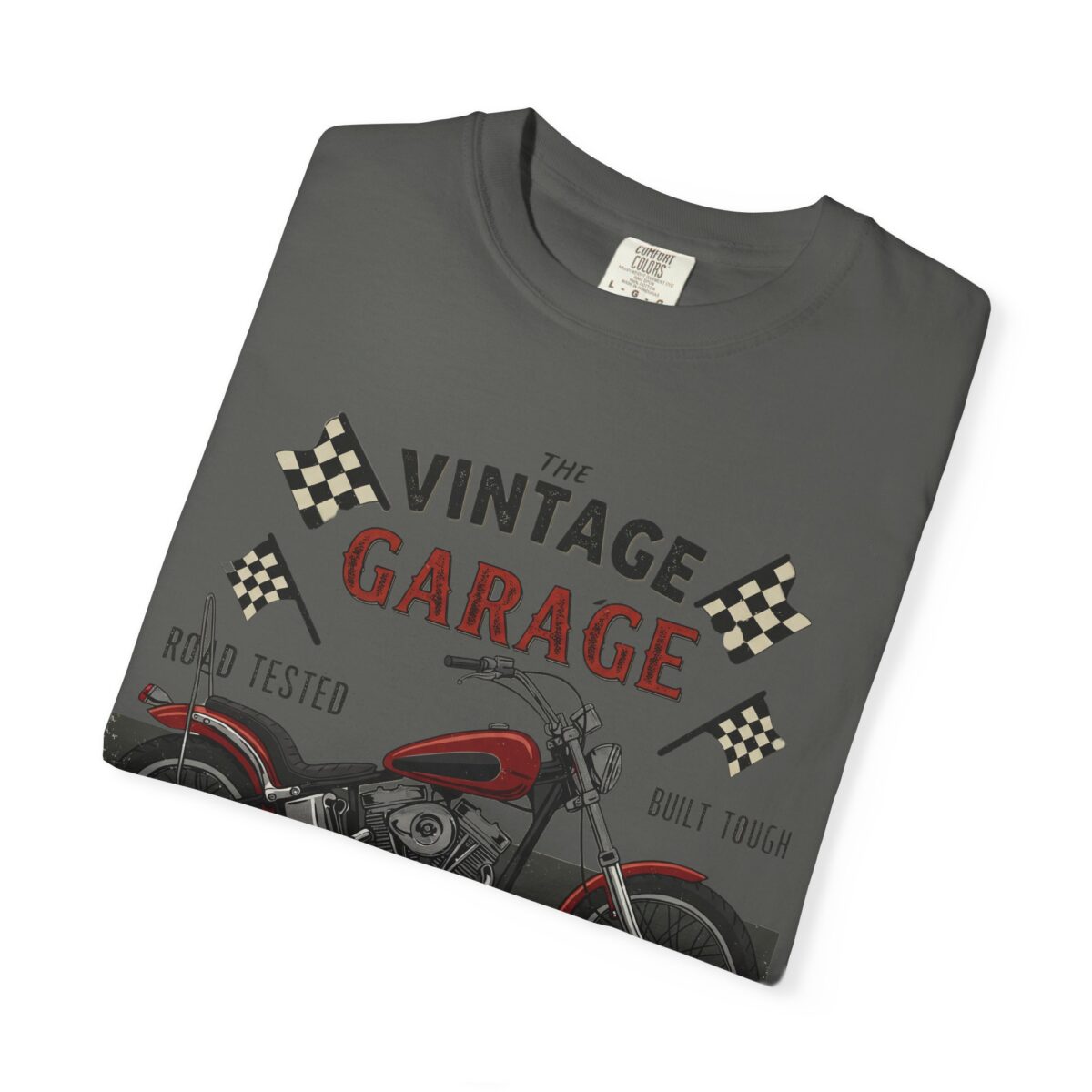 Vintage Garage Motorcycle T-Shirt - Road Tested & Built Tough for Bikers - Image 3