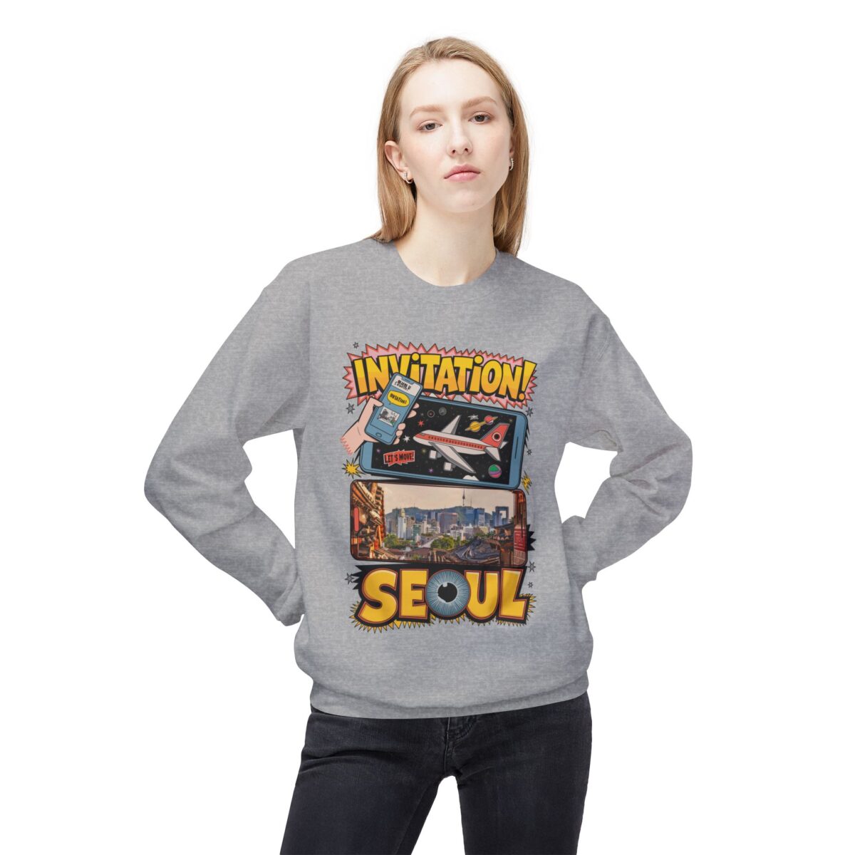 Invitation Seoul Unisex Midweight Softstyle Fleece Crewneck Sweatshirt - Image 19