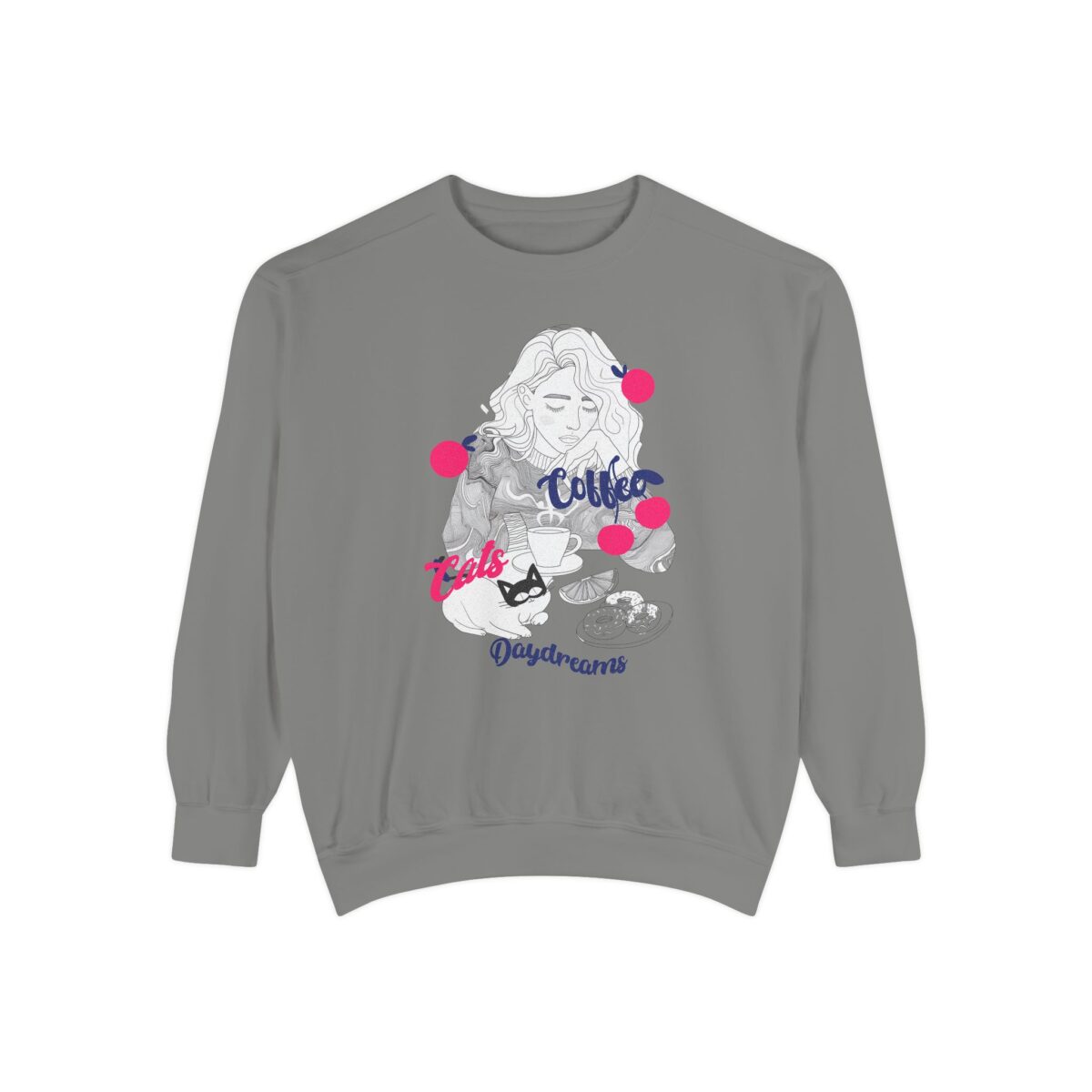 Coffee Cats Daydreams Unisex Garment-Dyed Sweatshirt - Image 13